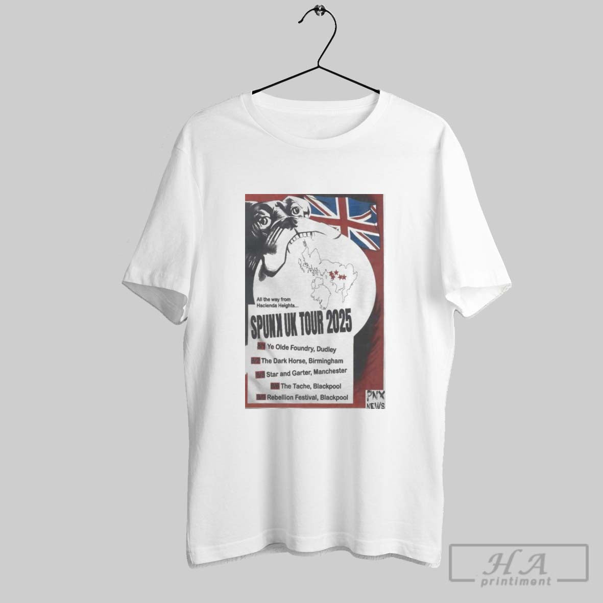 Funny All The Way From Hacienda Heights Spunk Uk Tour 2025 Poster T Shirt