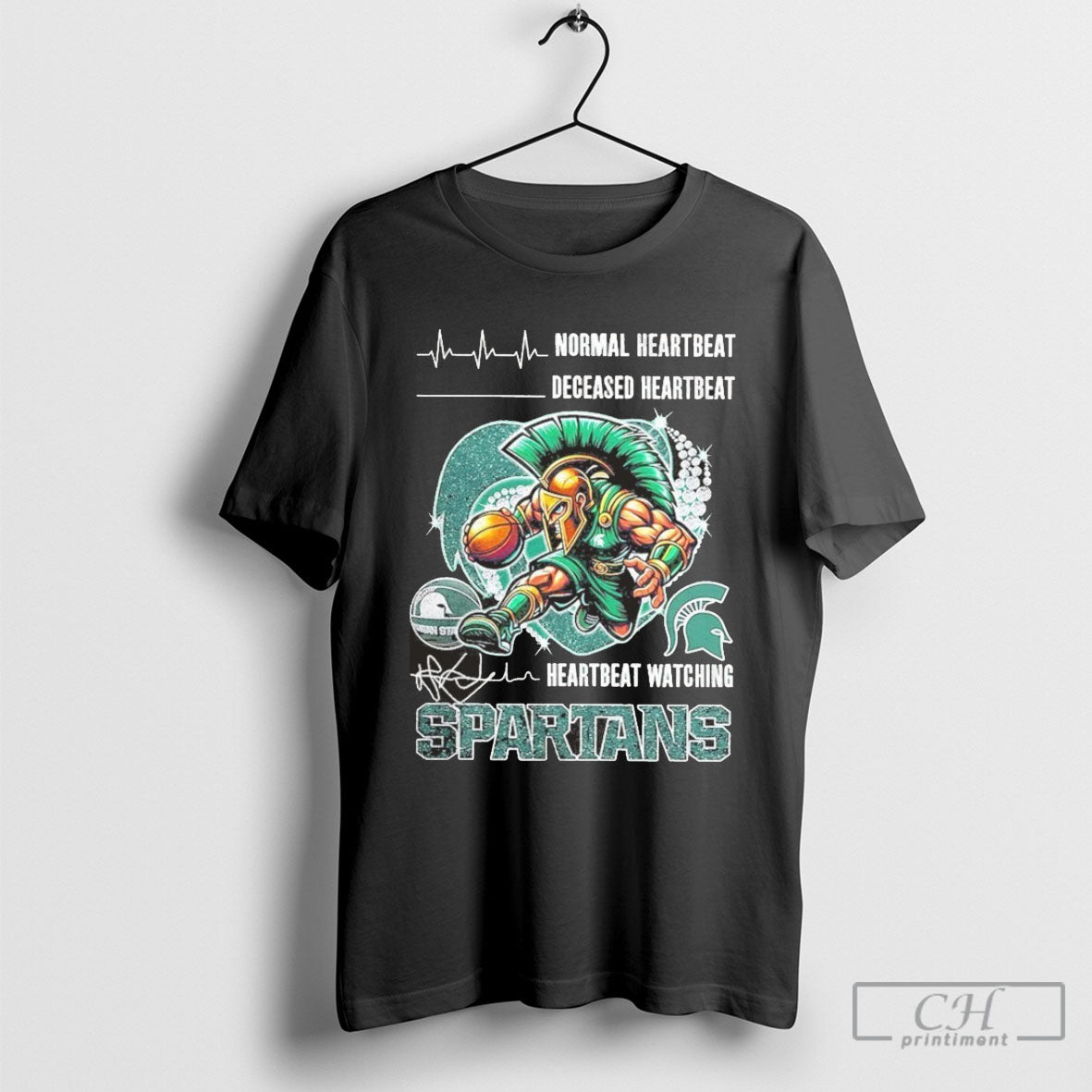 Michigan State Spartans Normal Heartbeat Deceased Heartbeat Heartbeat Watching T Shirt Sweatshirt Poster