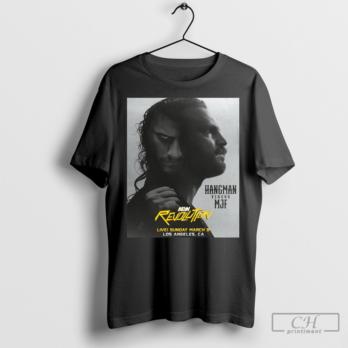 Official Aew Revolution Hangman Adam Page Versus Mjf Sunday March 9 2025 Los Angeles Ca Poster T Shirt Sweatshirt