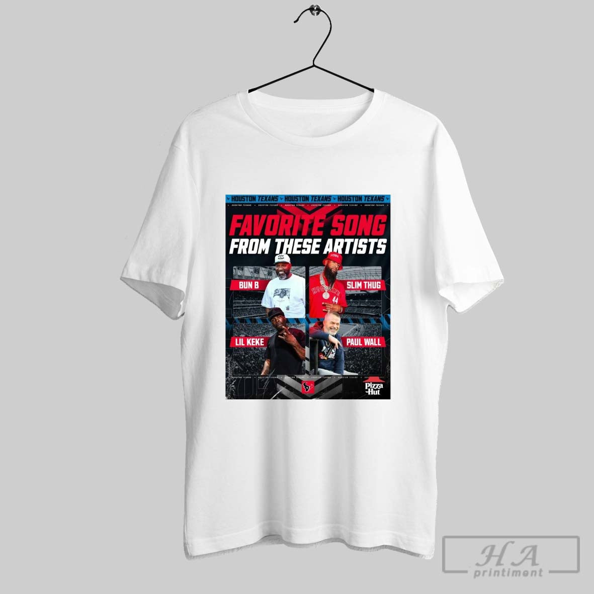 Official Houston Texans Favorite Song From These Artists Bun B Slim Thug Lil Keke Paul Wall The Ogs Of H Town Rap Poster T Shirt