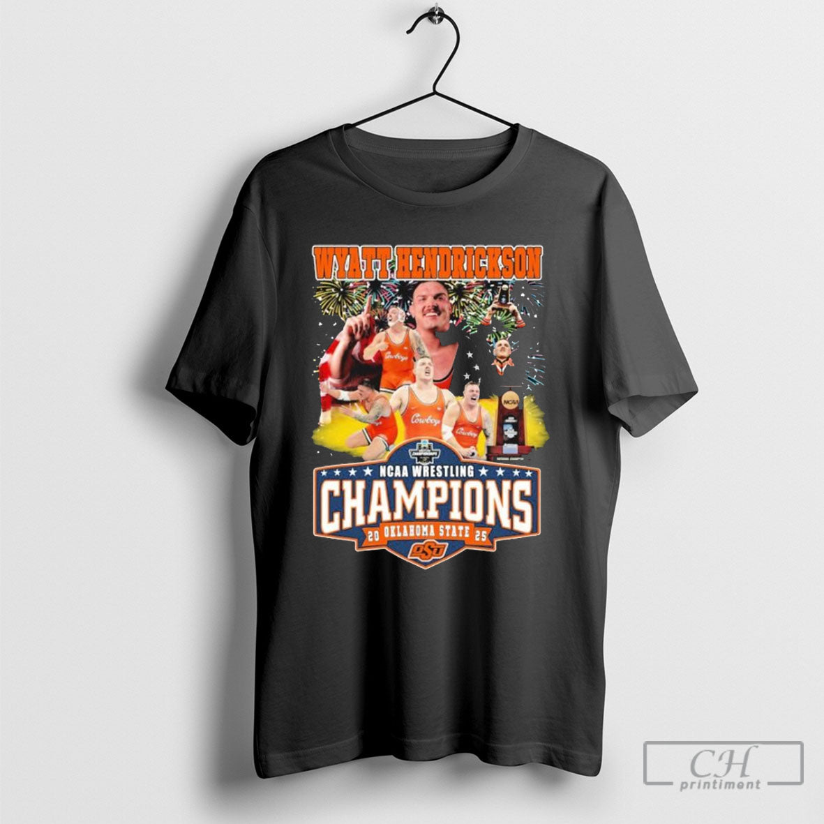 Official Oklahoma State Cowboys Wyatt Hendrickson Ncaa Wrestling Champions 2025 T Shirt Sweatshirt Poster