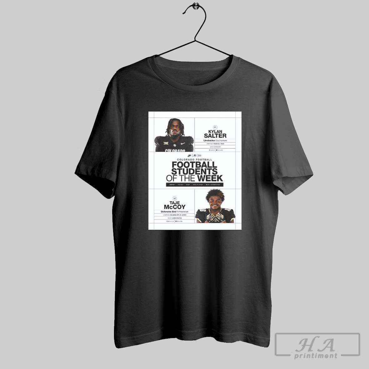 Official Poster Colorado Buffaloes Linebacker Kylan Salter Defensive Taje Mccoy Are Football Students Of The Week T Shirt