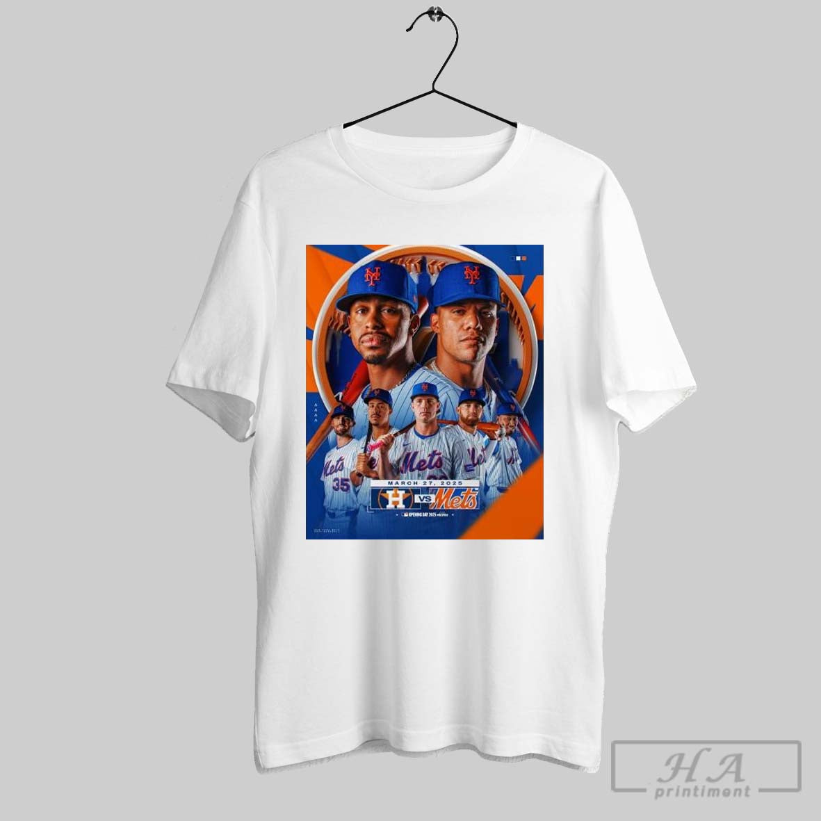 Official Poster New York Mets Vs Houston Astros 2025 Mlb Opening Day March 27 2025 T Shirt