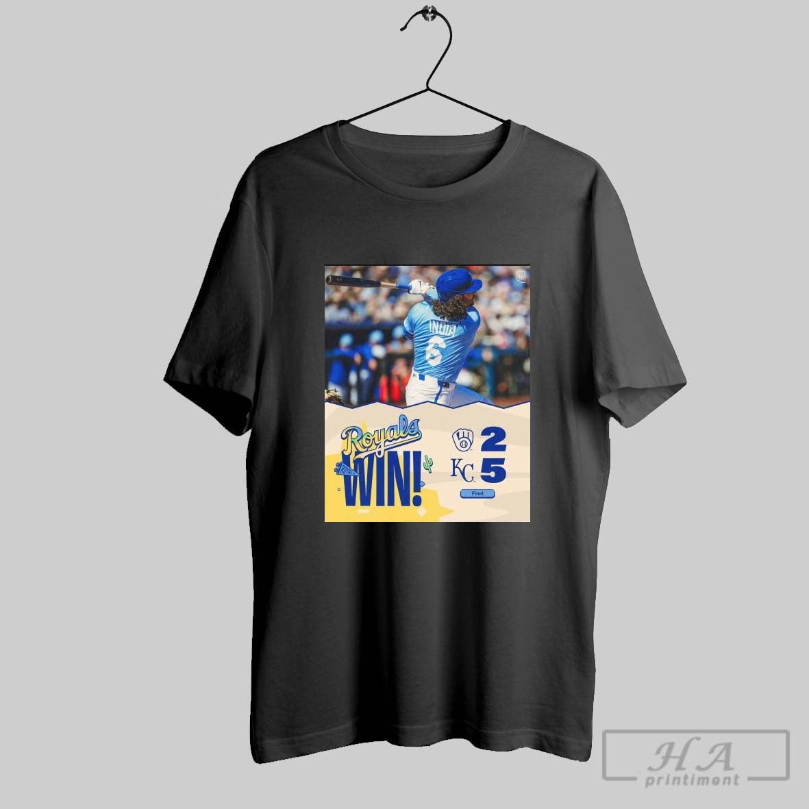 Official Poster Slugged In The Sun Kansas City Royals Baseball Win 5 2 Milwaukee Brewers Final Score Mar 9 2025 T Shirt