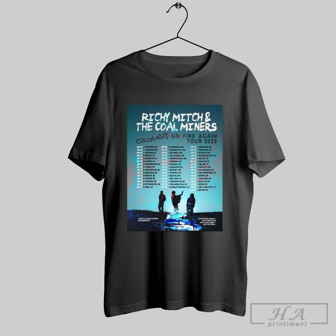 Official Richy Mitch And The Coal Miners Colorados On Fire Again Tour 2025 Aug 05 Victoria Bc Aug 06 Vancouver Bc Poster T Shirt