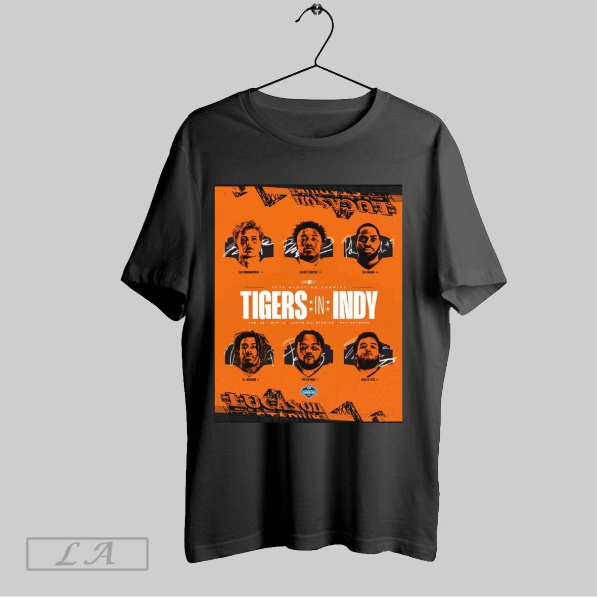 Original Clemson Football Tigers In Indy 2025 Nfl Scouting Combine Jake Briningstool Barrett Carter Phil Mafah Marcus Tate R J Mickens Signature Poste T Shirt Sweatshirt Hoodie Shirt