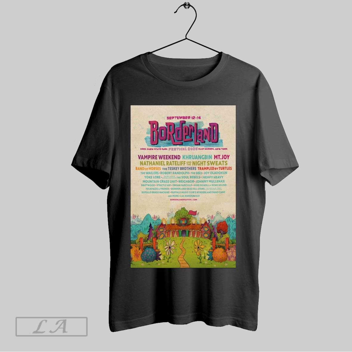 Original Poster Borderland Festival On September 12 14 2025 In East Aurora Ny Vampire Weekend Khruangbin Mt Joy T Shirt Sweatshirt Hoodie Shirt
