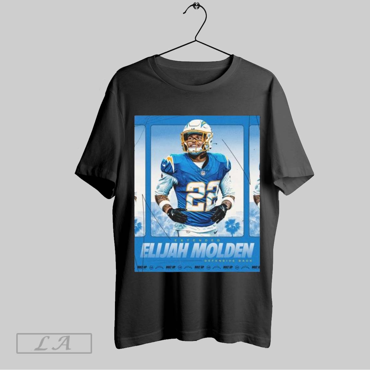 Original Poster Extended Elijah Molden Defensive Back Los Angeles Chargers Nfl Bolt Up 2025 T Shirt Sweatshirt Tee Shirt