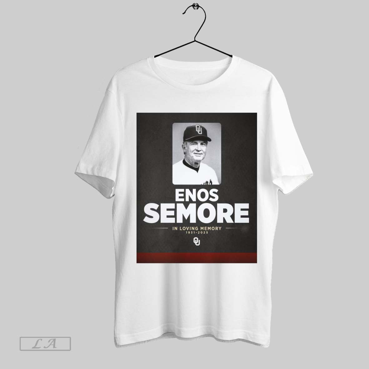 Original Poster In Loving Memory 1931 2025 Enos Semore The Winningest Coach In The History Of Oklahoma Baseball T Shirt Sweatshirt Hoodie Shirt