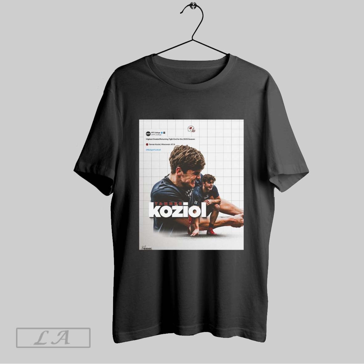 Original Wisconsin Badgers Football Tanner Koziol Highest Graded Returning Tight End For The 2025 Season Pff College Poster T Shirt Sweatshirt Hoodie Shirt