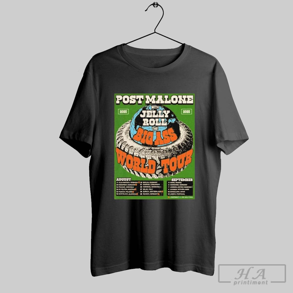 Post Malone With Jelly Roll The Big Ass World Tour 2025 Poster T Shirt