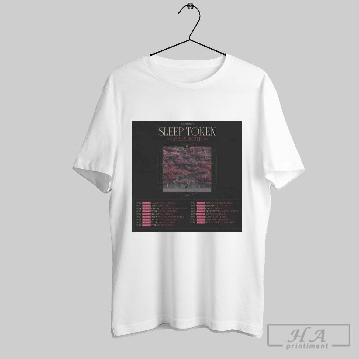 Poster Aeg Presents Sleep Token The Even In Arcadia Tour 2025 September 16 1 Sold Out Ga Gas South Arena T Shirt