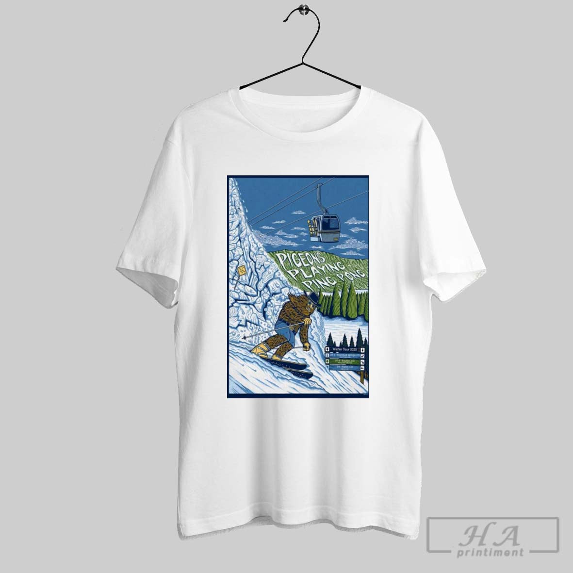 Poster Pigeons Playing Ping Pong Winter Tour March 2025 Mar 5 6 Steamboat Springs Co Mar 7 8 Boulder Co T Shirt