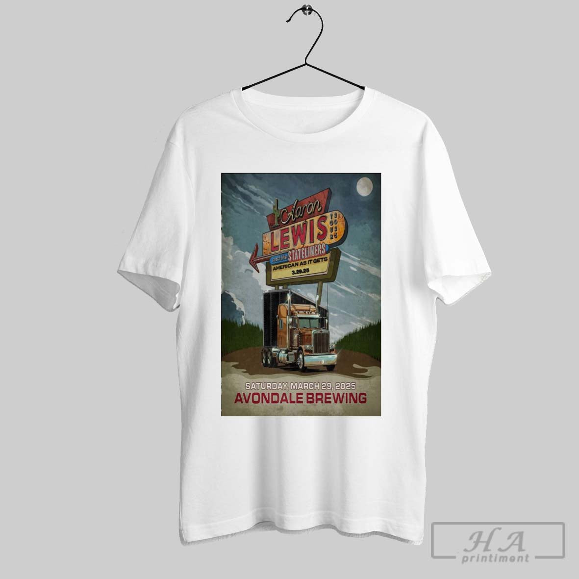 Poster The Aaron Lewis And The Stateliners American As It Gets Avondale Brewing Company In Birmingham Al Mar 29 2025 T Shirt
