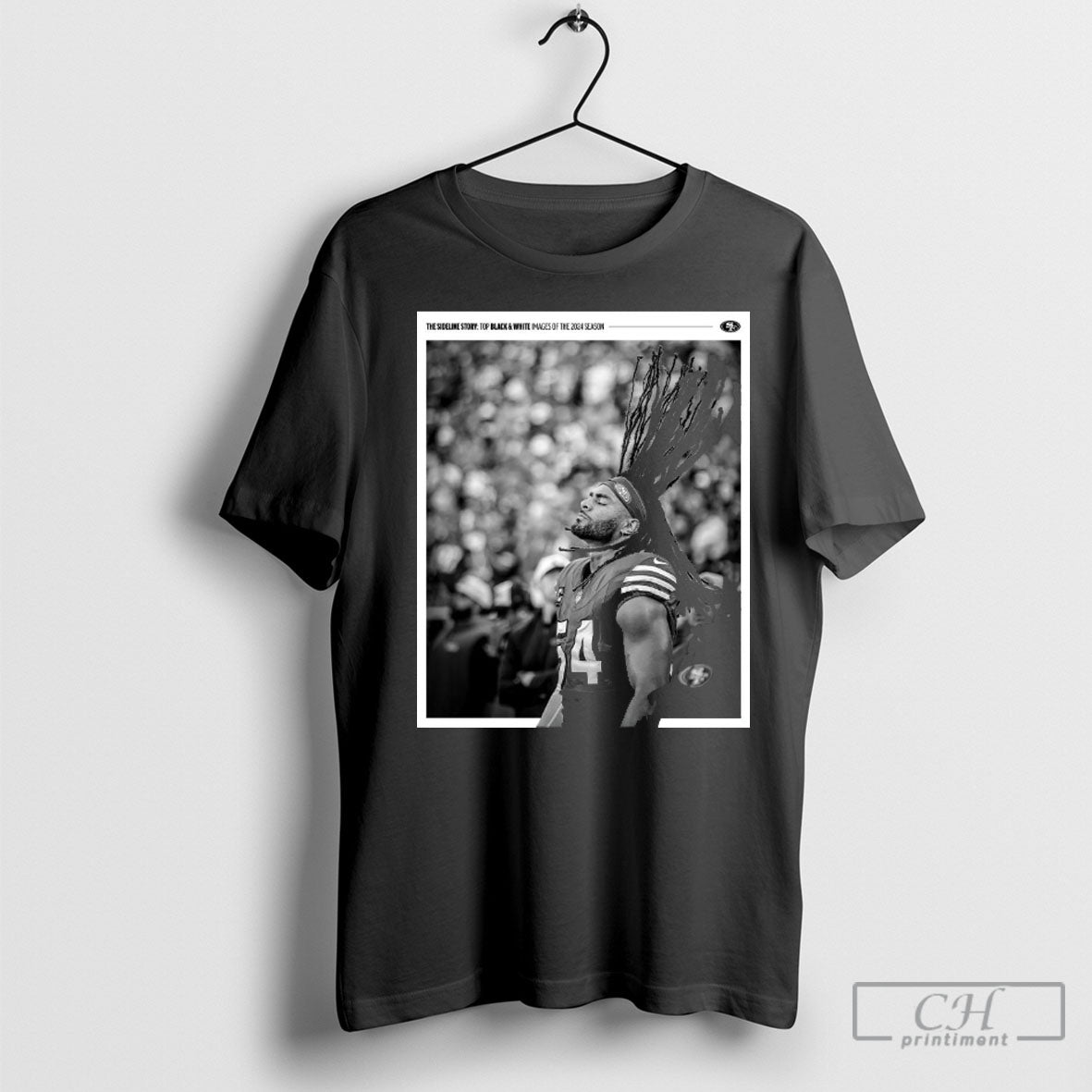 San Francisco 49ers Fred Warner The Sideline Story Top Black And White Images Of The 2024 Shirt Poster Ornaments