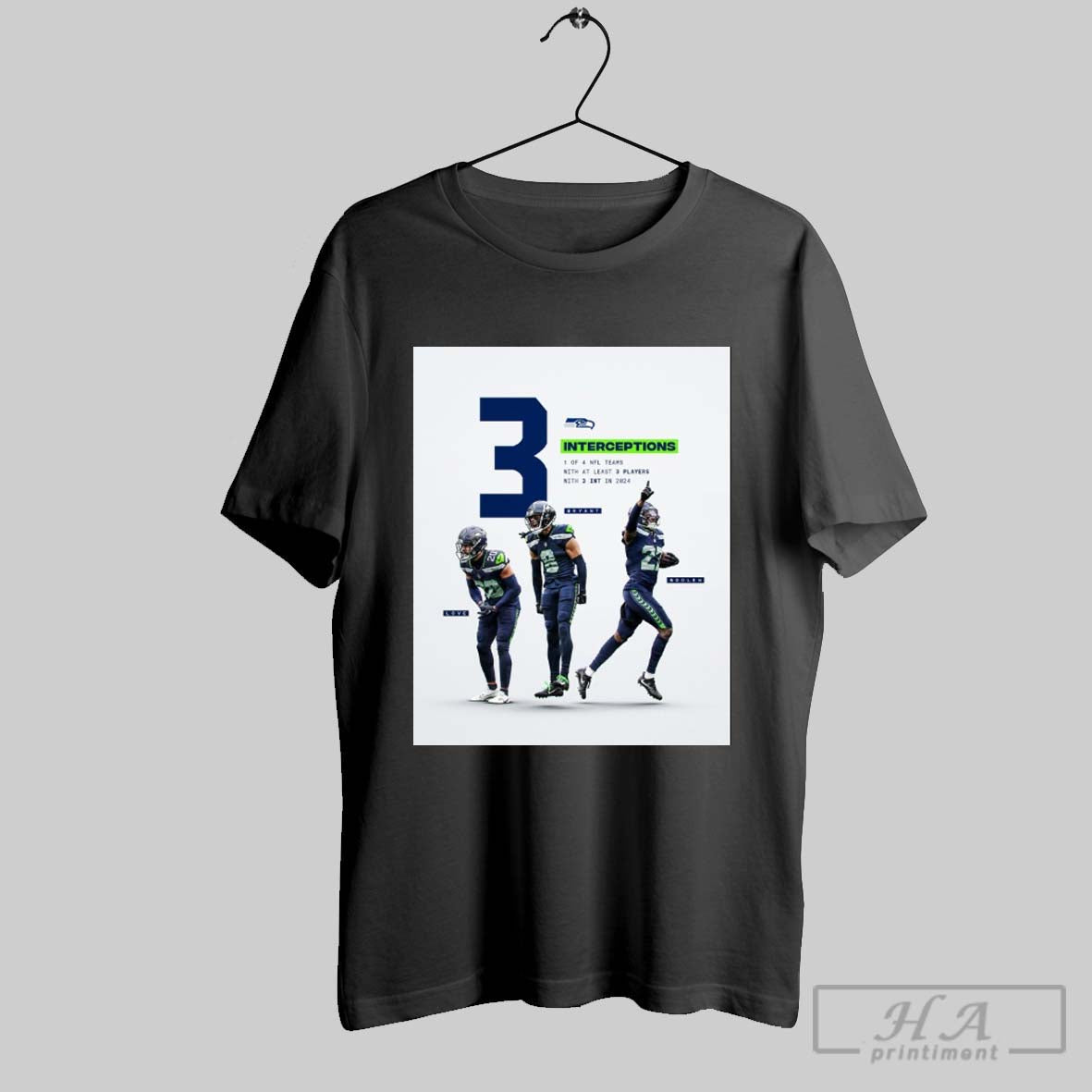 Seattle Seahawks Love Bryant Woolen 3 Interceptions 1 Of 4 Nfl Teams With At Least 3 Players Poster T Shirt