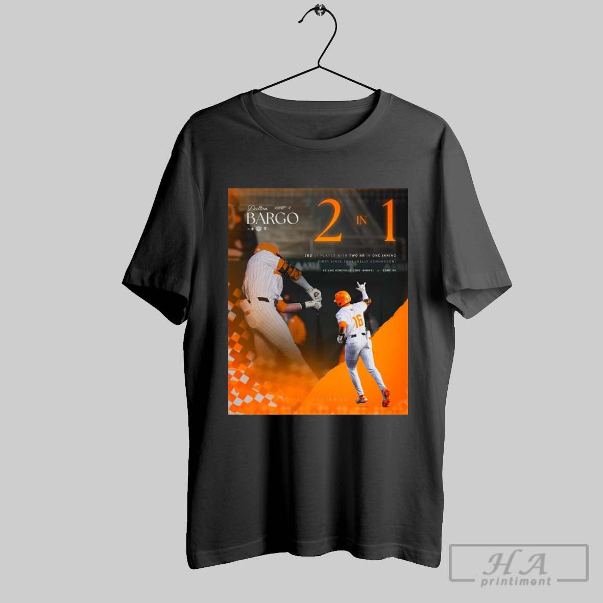 Tennessee Vols Dalton Bargo 2 In 1 3rd Ut Player With Two Hr In One Inning Vs Unc Asheville Poster T Shirt