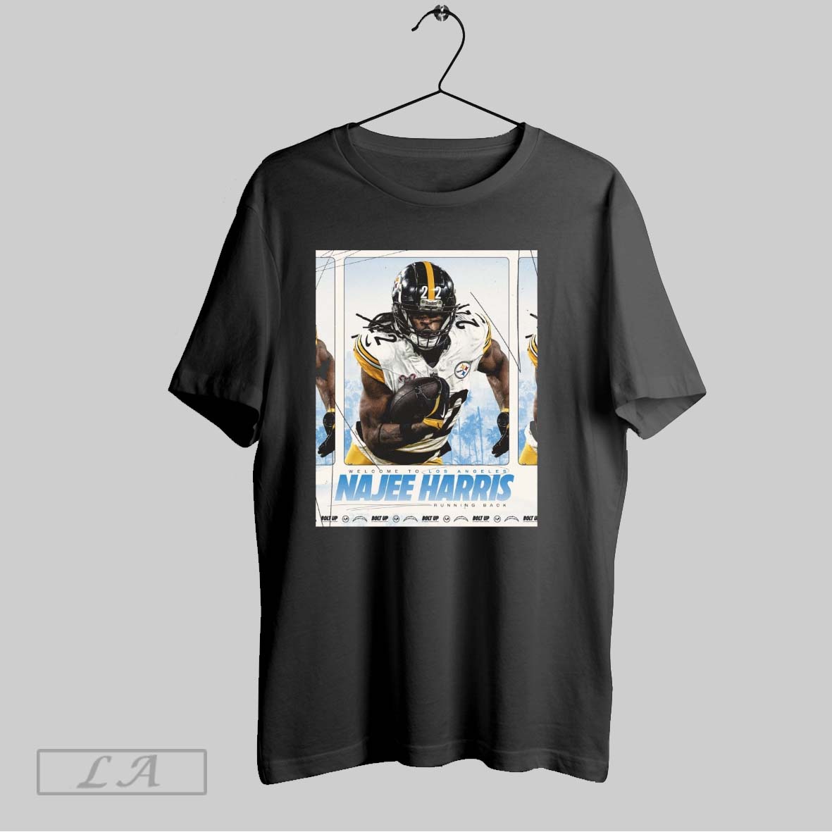 Top Los Angeles Chargers Welcome To Los Angeles Najee Harris Running Back Bolt Up Poster T Shirt Sweatshirt Tee Shirt