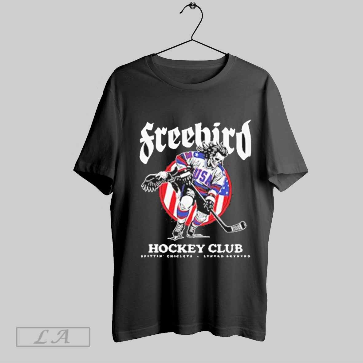 Top Lynyrd Skynyrd X Spittin Chiclets Freebird Hockey Club T Shirt Sweatshirt Hoodie Shirt