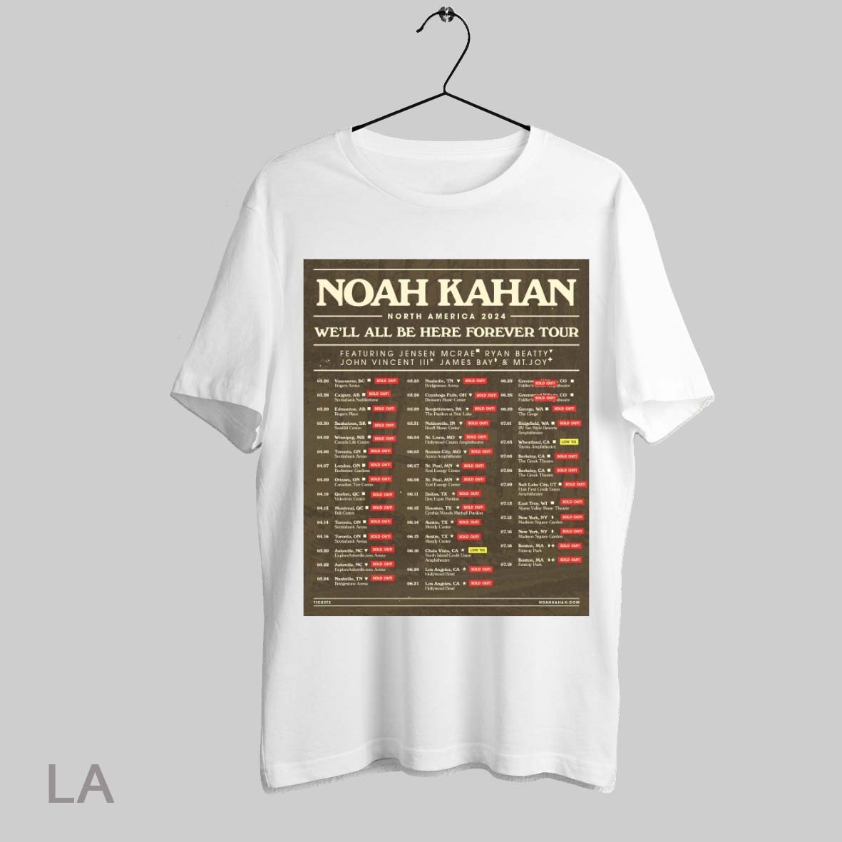 Top Noah Kahan North America 2024 Well All Be Here Forever Tour Featuring Jensen Mcrae Ryan Beatty Poster T Shirt Sweatshirt Hoodie Shirt