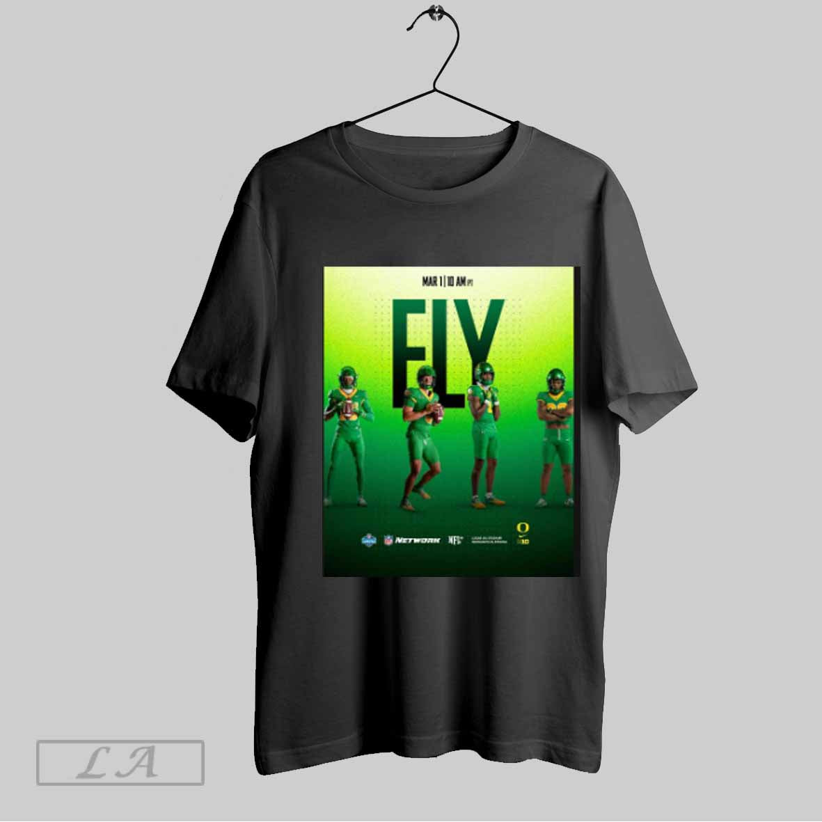 Top Oregon Ducks Football Lets Fly Day 3 Of The Nfl Combine Tez Johnson Dillon Gabriel Traeshon Holden Jordan James Poster T Shirt Sweatshirt Hoodie Shirt