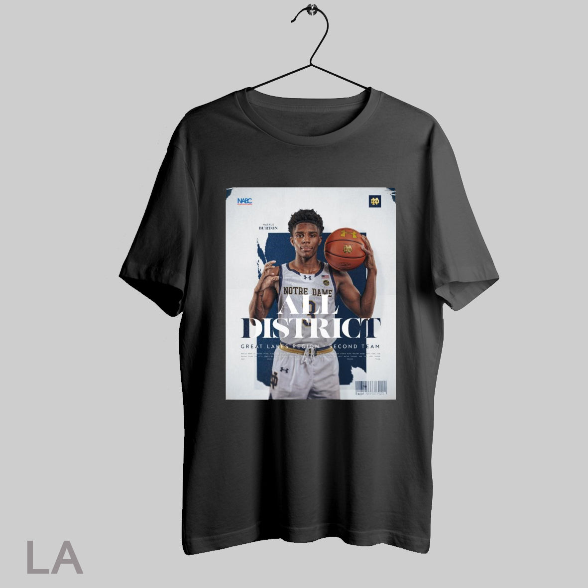 Top Poster Notre Dame Mens Basketball Markus Burton Nabc Great Lakes All District Second Team T Shirt Sweatshirt Hoodie Shirt