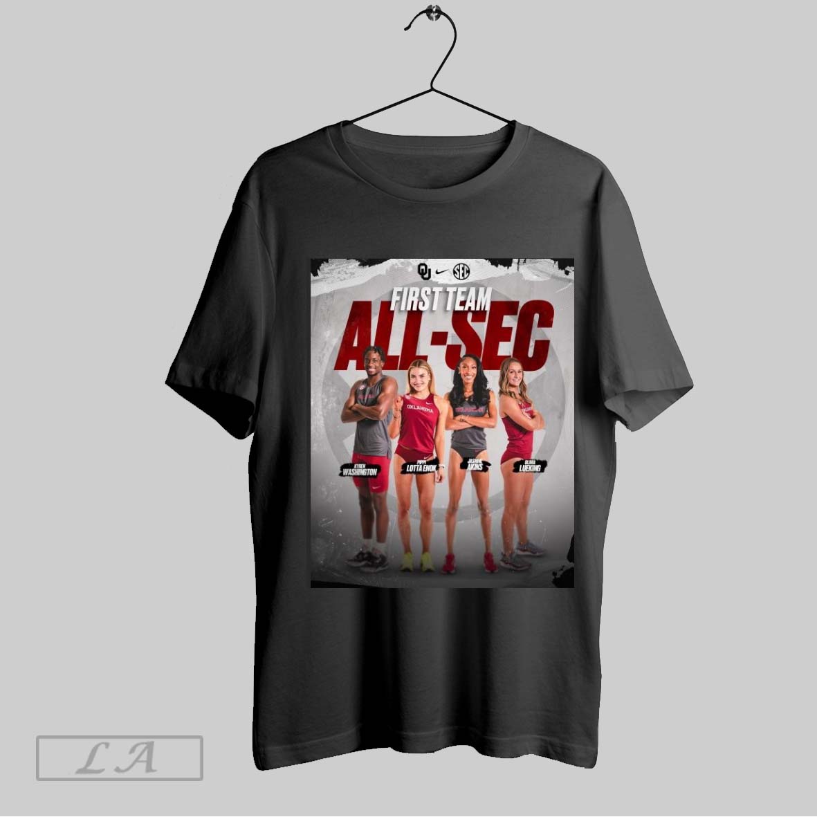 Top Poster Oklahoma Track And Field First Team All Sec Honorees Kyren Washington Pippi Lotta Enok Jasmine Akins T Shirt Sweatshirt Hoodie Shirt
