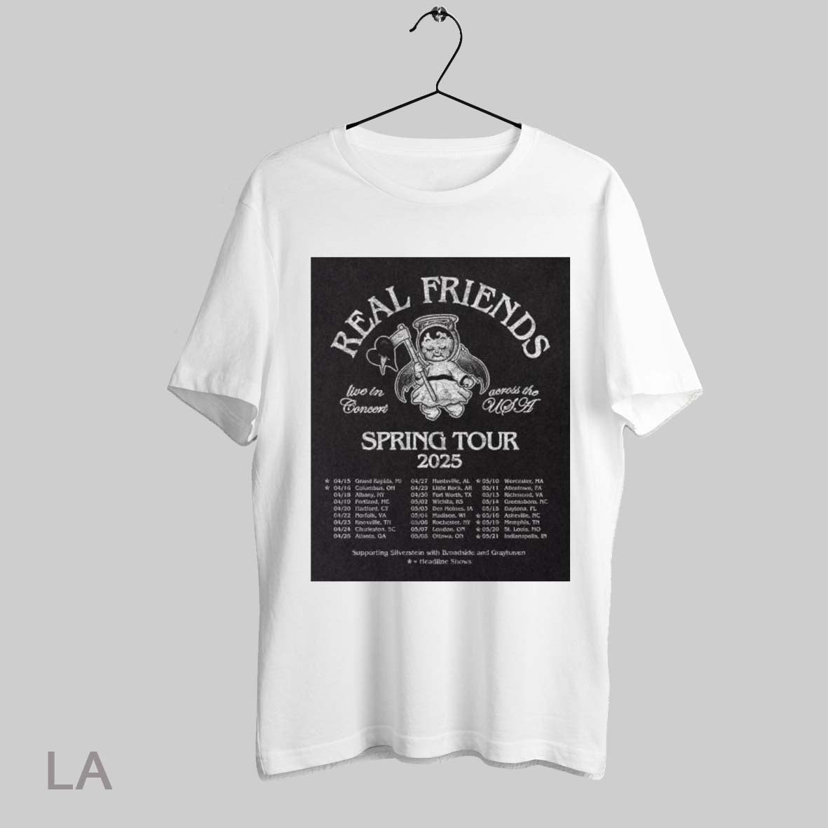 Top Real Friends Live In Concert Across The Usa Spring Tour 2025 Supporting Silverstein With Broadside And Grayhaven T Shirt Sweatshirt Hoodie Shirt