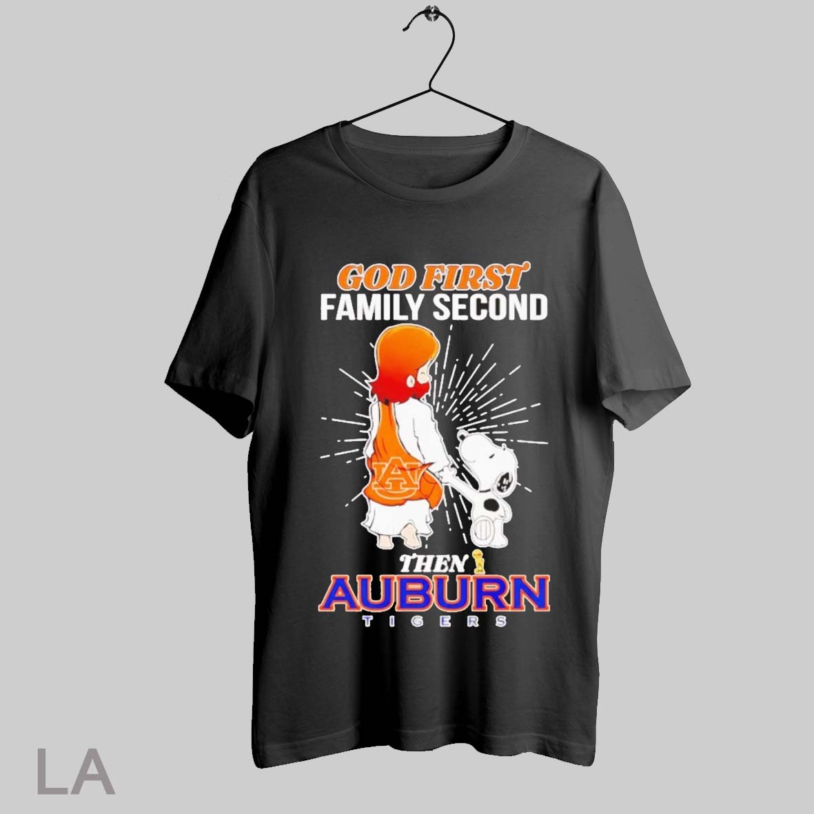 Top Snoopy Walking God First Family Second Then Auburn Tigers T Shirt Sweatshirt Hoodie Shirt