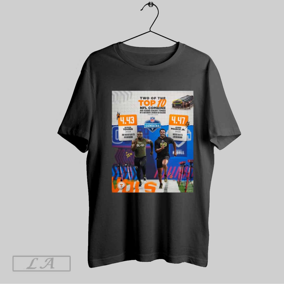 Top Tennessee Vols Two Of Top 10 Nfl Combine 40 Yard Dash Times Byron Young 2023 And James Pearce Jr 2025 Poster T Shirt Sweatshirt Hoodie Shirt