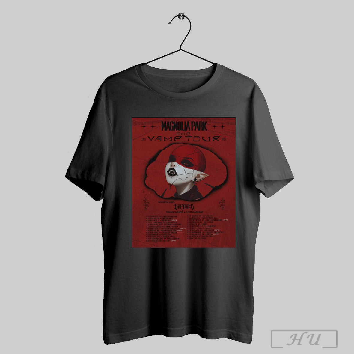 Trending Magnolia Park The 2025 Vamptour Savage Hands South Arcade 4 16 Charlotte Nc The Underground Poster T Shirt Sweatshirt