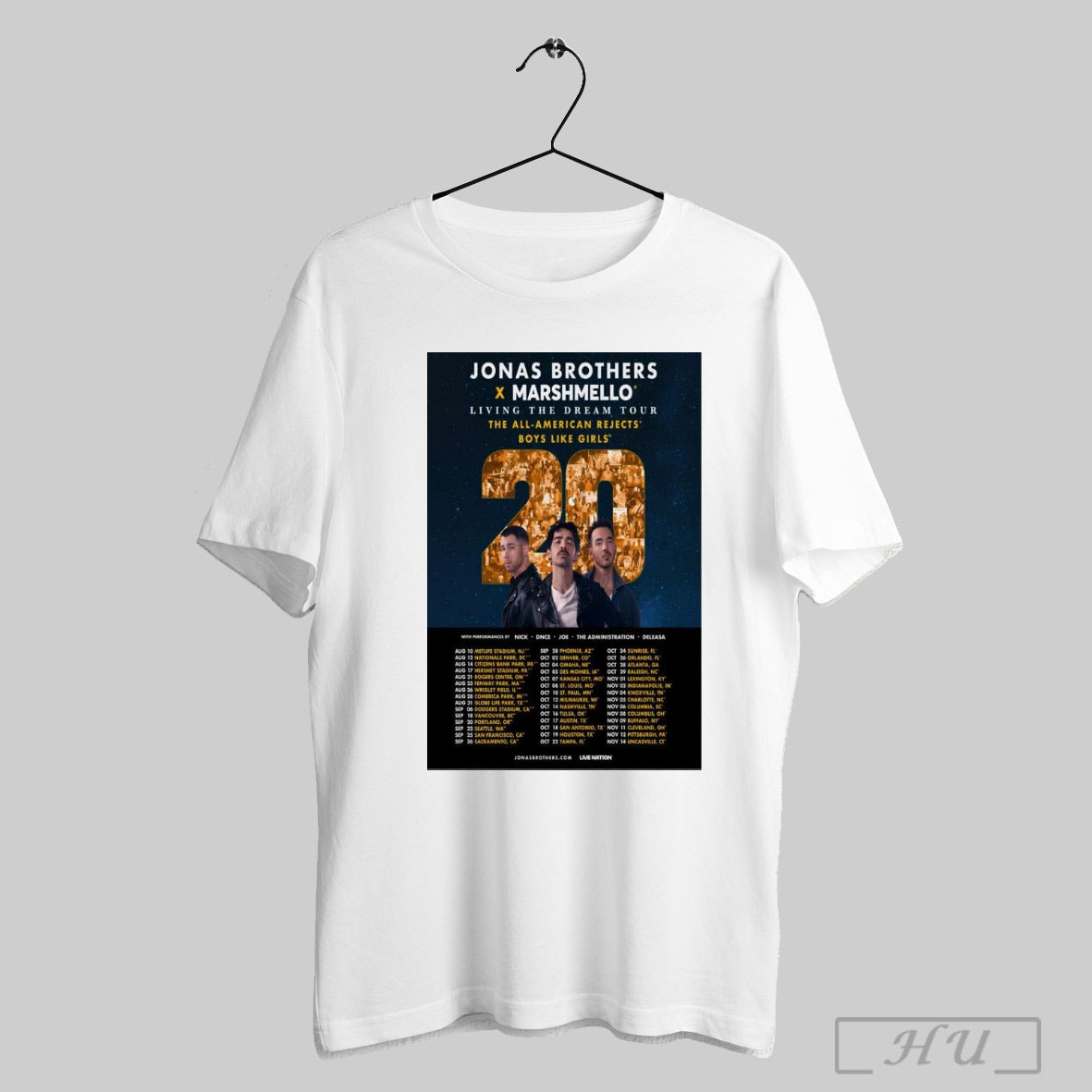 Trending Poster Jonas Brothers X Marshmello Living The Dream Tour 2025 The All American Rejects Boys Like Girls T Shirt Sweatshirt