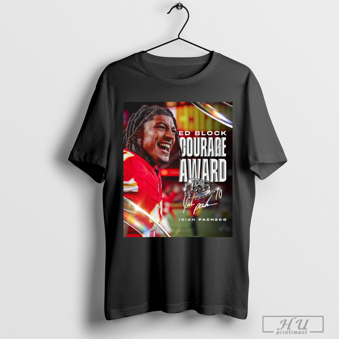 Trendy Kansas City Chiefs Congratulations Isiah Pacheco Ed Block Courage Award Signature Poster T Shirts