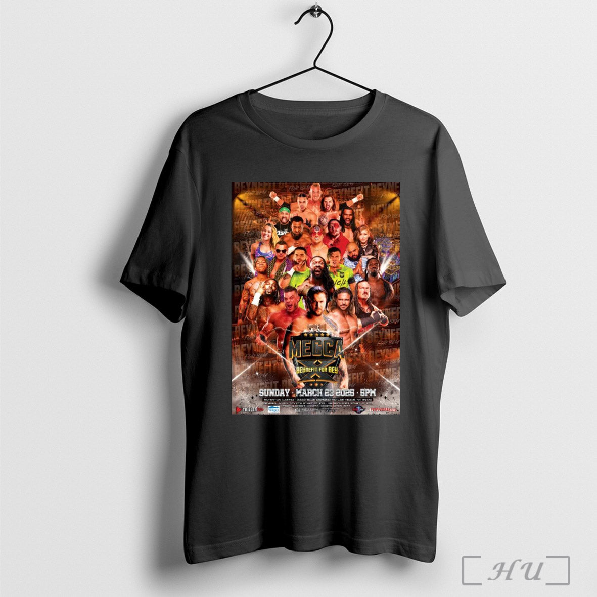Trendy Poster Future Stars Of Wrestling Presents Mecca Beynefit For Bey Sunday March 23 2025 Silverton Casino T Shirt