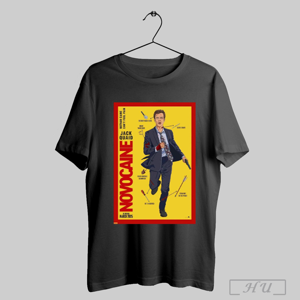 Trendy Poster Jack Quaid Novocaine Nathan Caine Cant Feel Pain In Cinemas Close Shave March 2025 T Shirt Sweatshirt