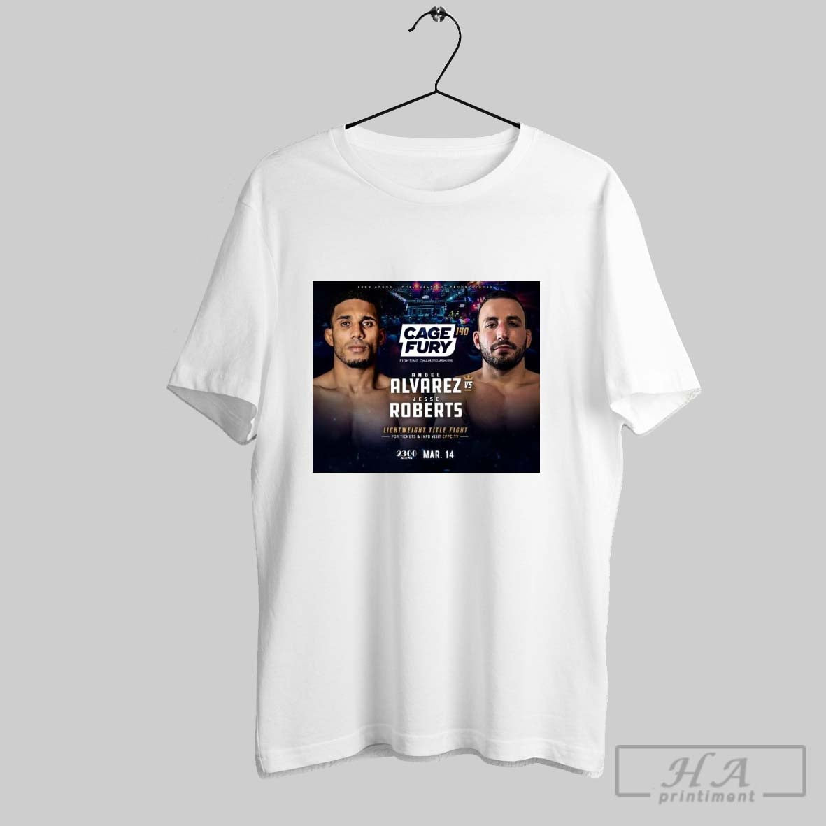 Ufc Fight Pass Cage Fury 140 Angel Alvarez Vs Jesse Roberts Lightweight Title Fight Mar 14 2025 Poster T Shirt