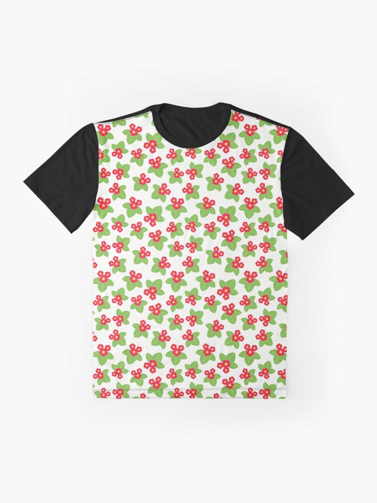 February 4th Birth Flower Red Primrose Pattern Graphic T-Shirt