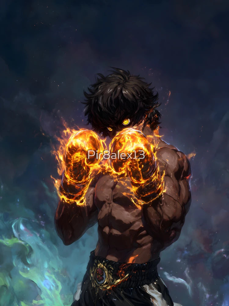 Fiery Boxer Anime Style Illustration Classic T-Shirt