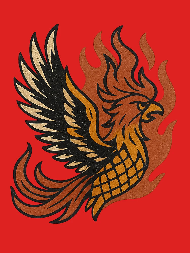 Fiery Phoenix Rising with Wings Spread Classic T-Shirt