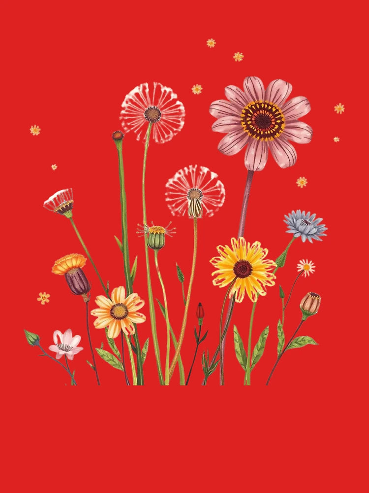 "Whimsical Wildflowers and Dandelions Botanical Illustration" Classic T-Shirt