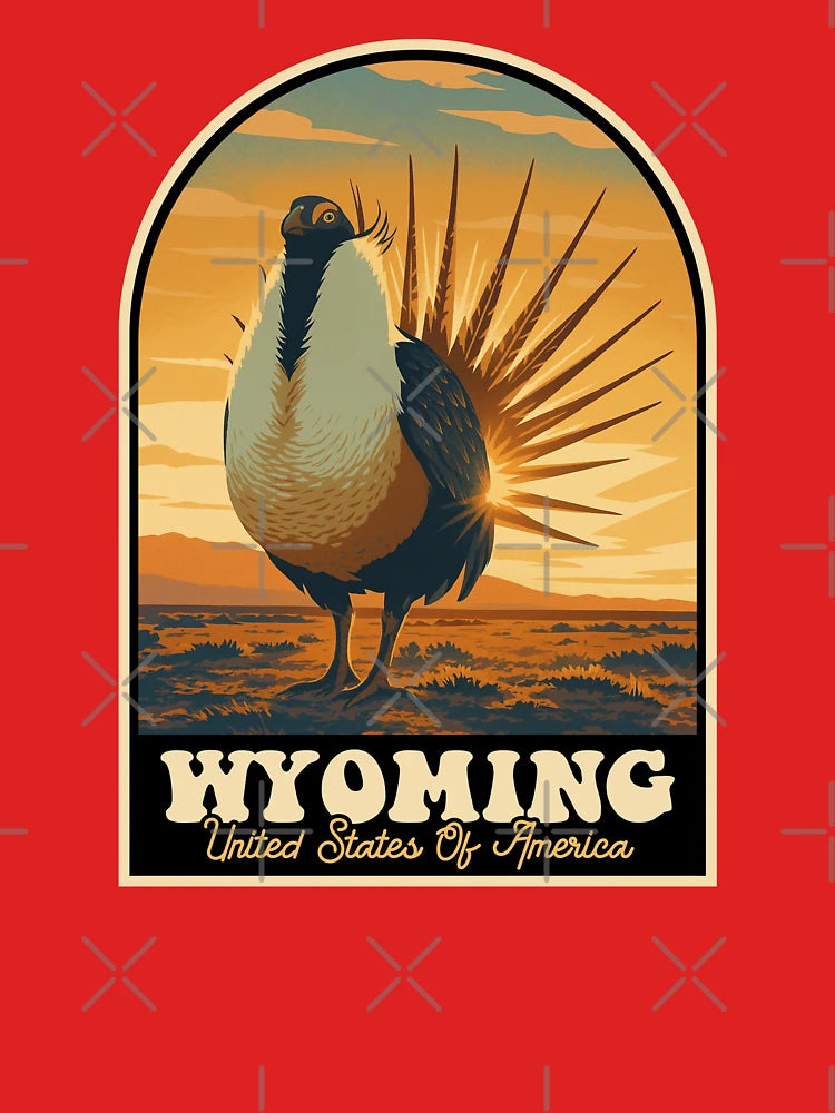 Wyoming Greater Sage-Grouse Vintage Sunset Poster Classic T-Shirt