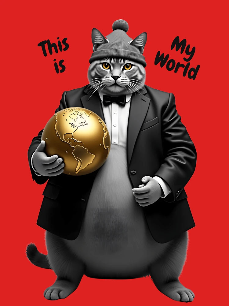 Fat Cat in Tuxedo – "This Is My World" Vintage Meme Art Classic T-Shirt