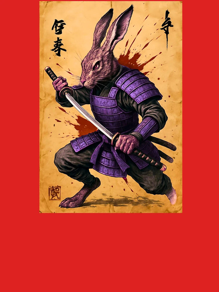 Fierce Hare Samurai - Rabbit Warrior - Japanese Ink Style Classic T-Shirt