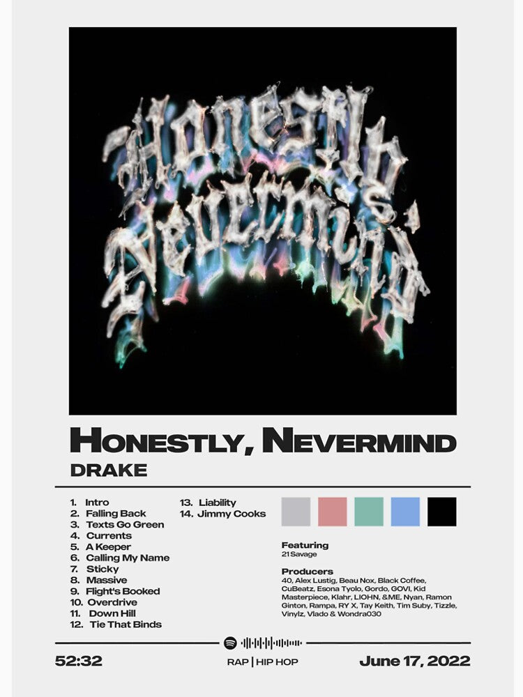 Honestly, Nevermind by Drake Album Poster Premium T-Shirt