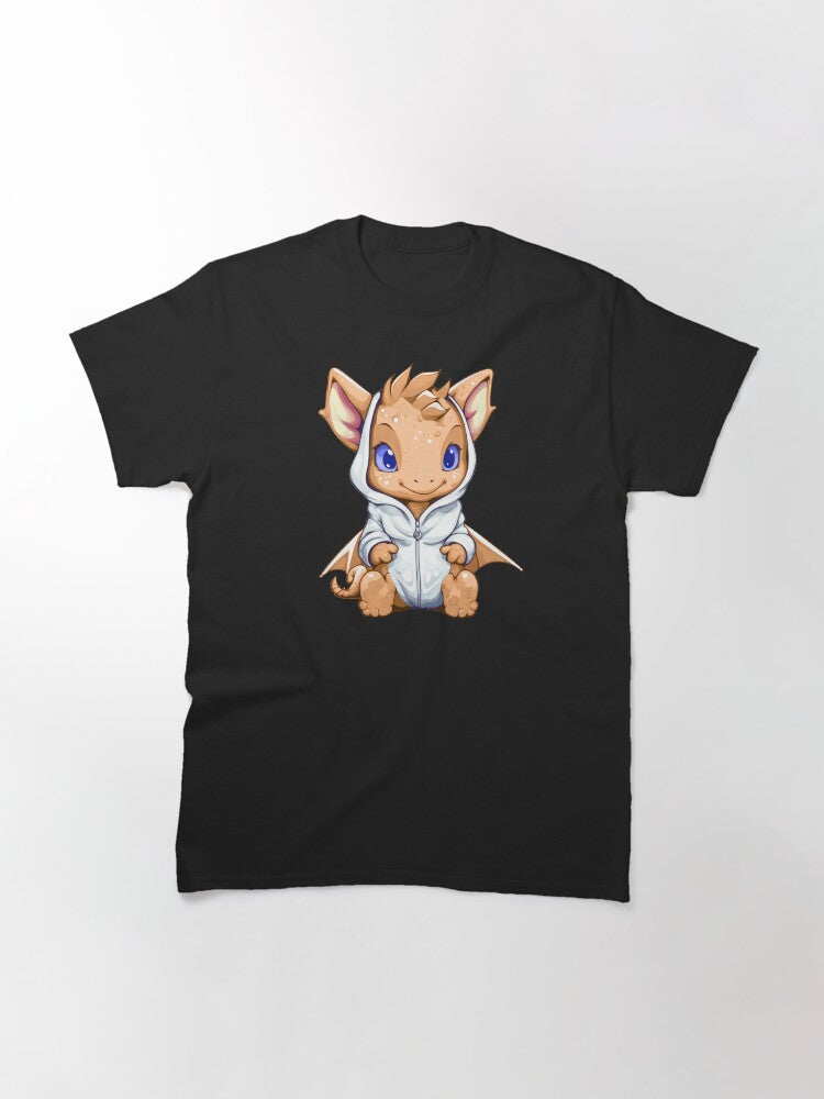 Cute Orange Dragon Wearing a Hoodie Classic T-Shirt