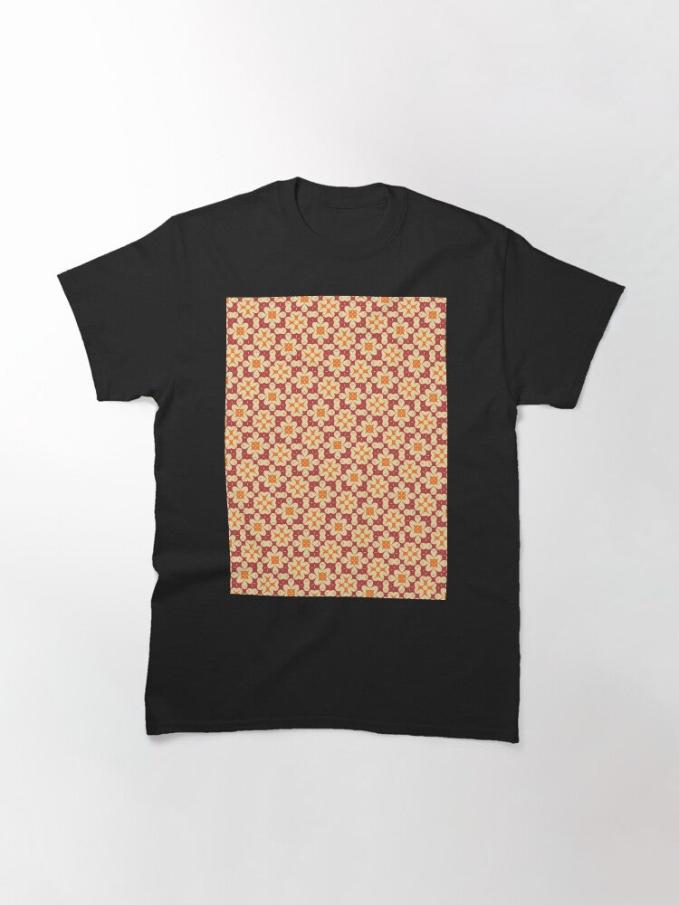 1970's Retro Groovy Flower Shapes - Abstract Geometric Seamless Pattern Classic T-Shirt