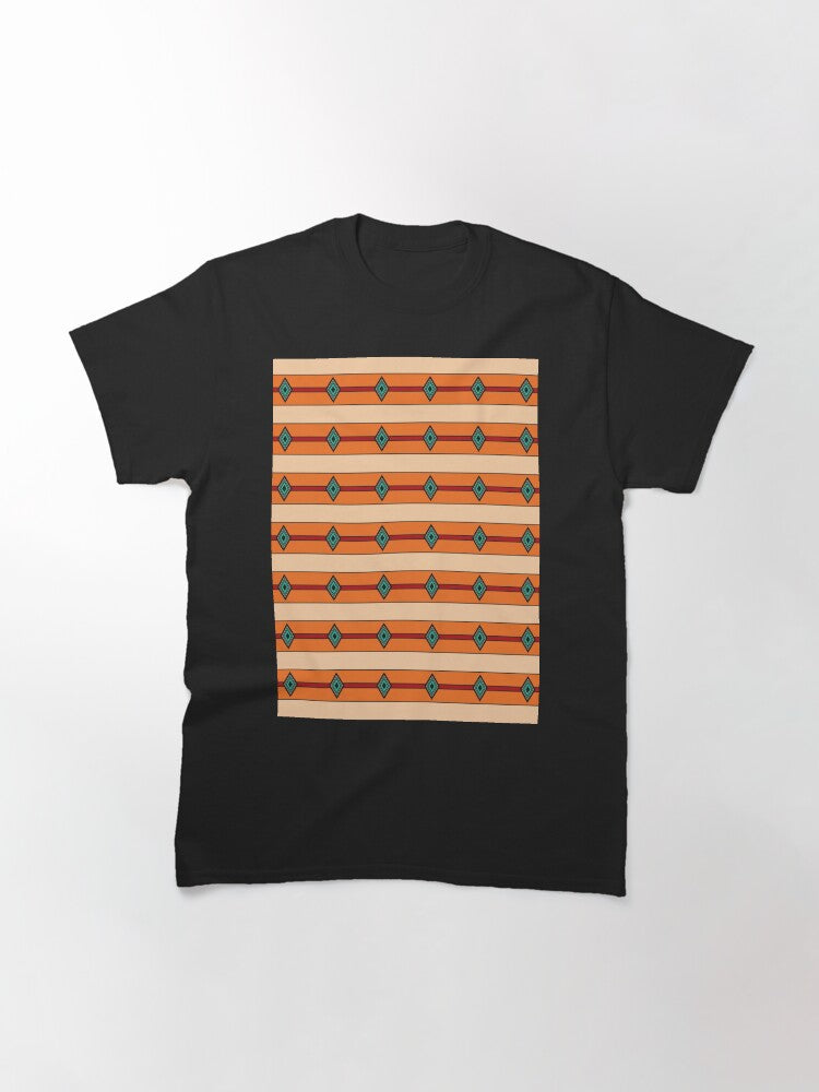 1970's Diamonds On Lines - Abstract Geometric Seamless Pattern Classic T-Shirt