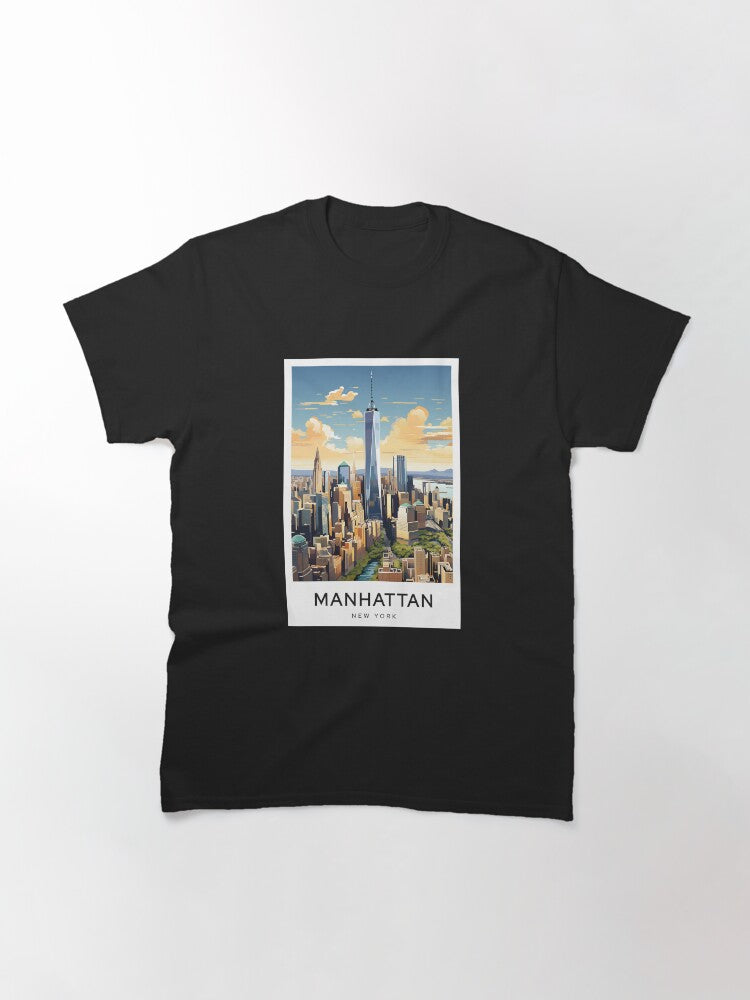New York Sunset - USA Digital Art Illustration Travel Poster Classic T-Shirt
