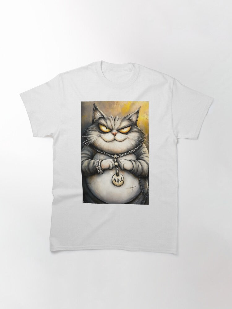 Trendy Cat Wearing Hoodie and Gold Chain Classic T-Shirt Style001