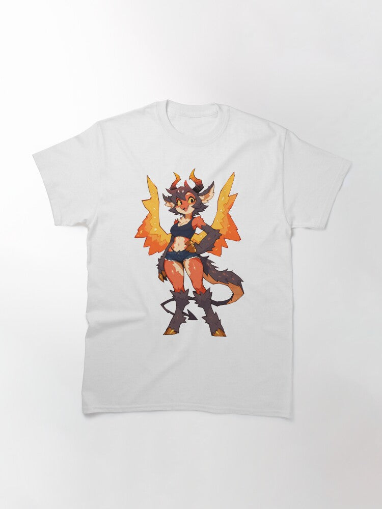 Fiery Anime Dragon Girl with Flame Wings Classic T-Shirt